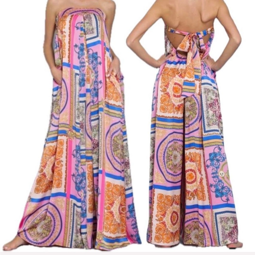 Aakaa Multicolor Strapless Jumpsuit
